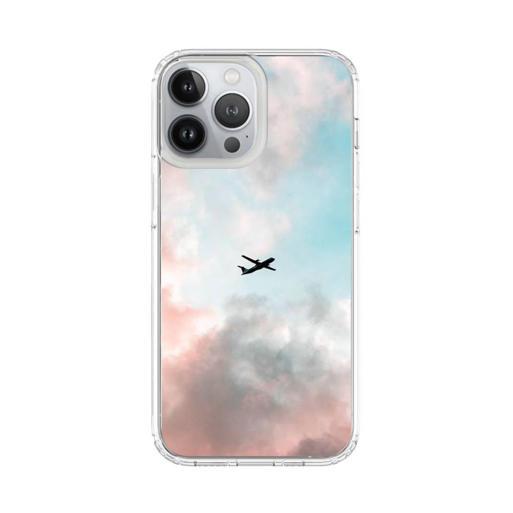 Colorful Clouds And Airplane iPhone 13 Pro Max Clear Case