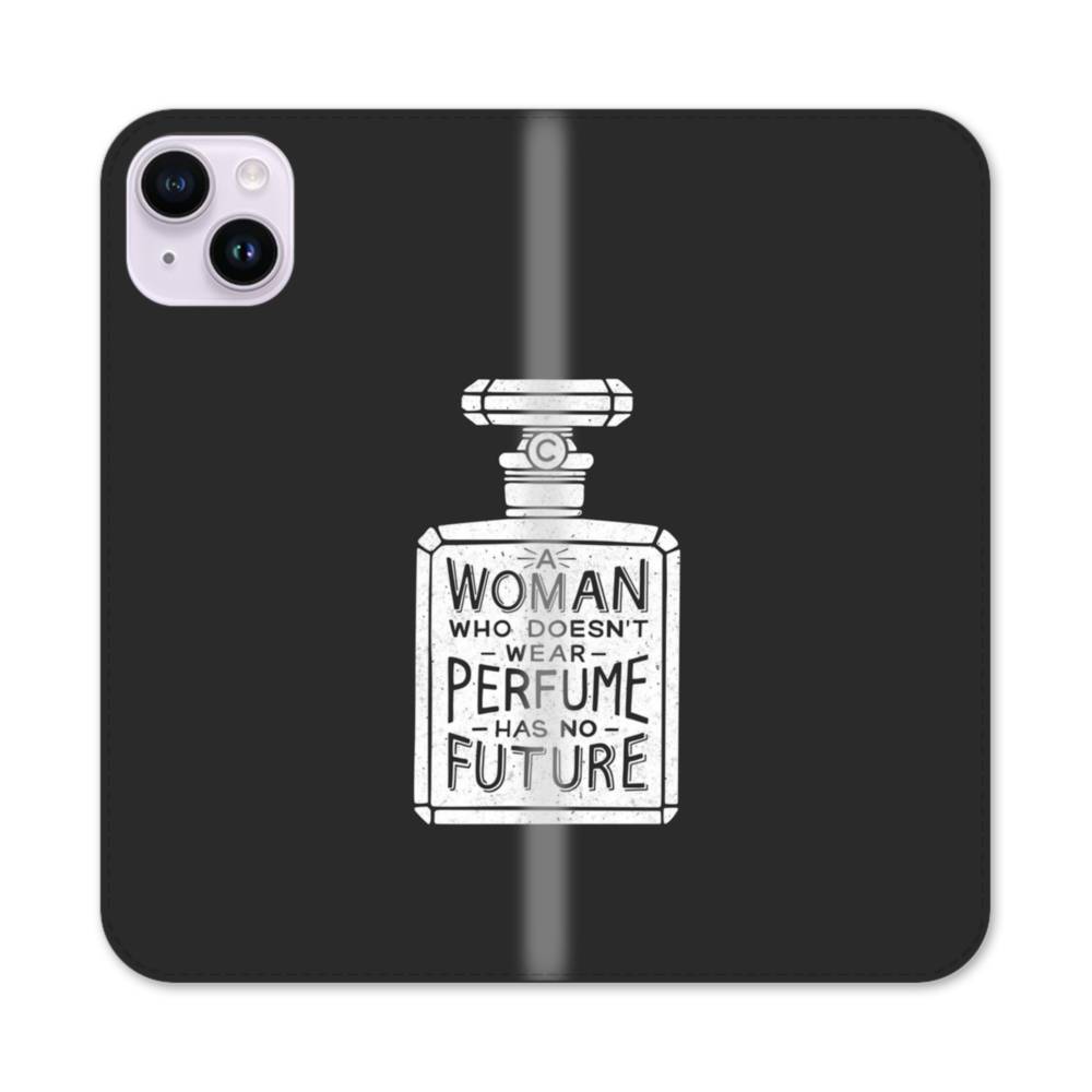 Drawing Perfume Bottle With Coco Chanel Quote iPhone 14 Plus Flip Case