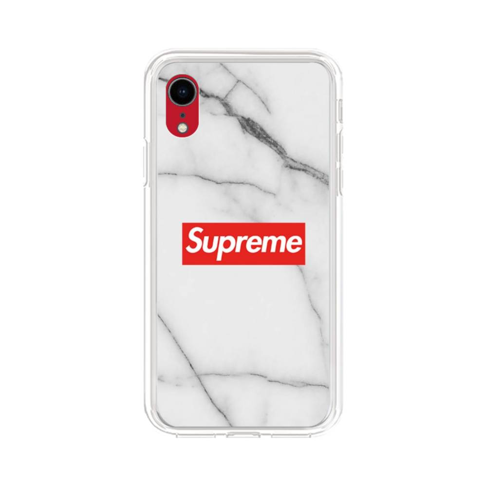 Supreme White Marble iPhone XR Clear Case